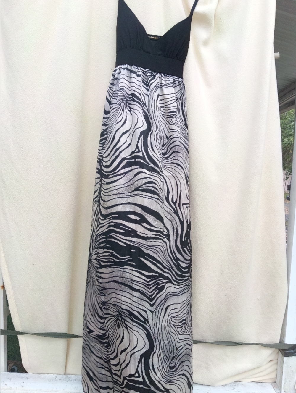 Justice Black and White Zebra-Print Maxi Dress